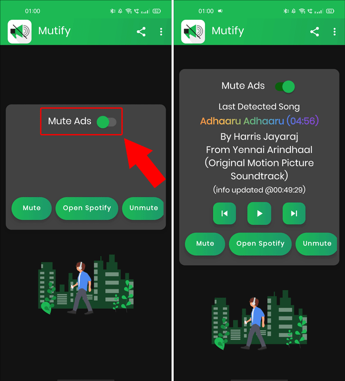 mute ads on spotify app