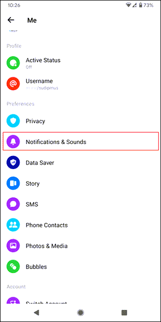 messenger notifications and sounds settings android