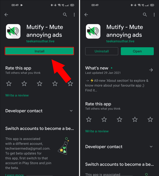 install mutify app from google play store