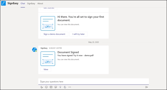 signeasy for microsoft teams