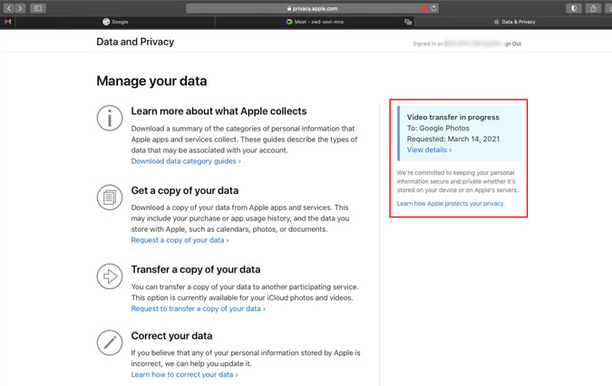 Apple's Data and Privacy page
