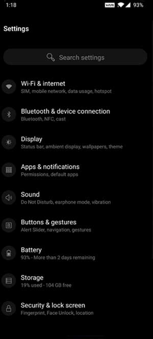 OnePlus Dark mode in Oxygen OS