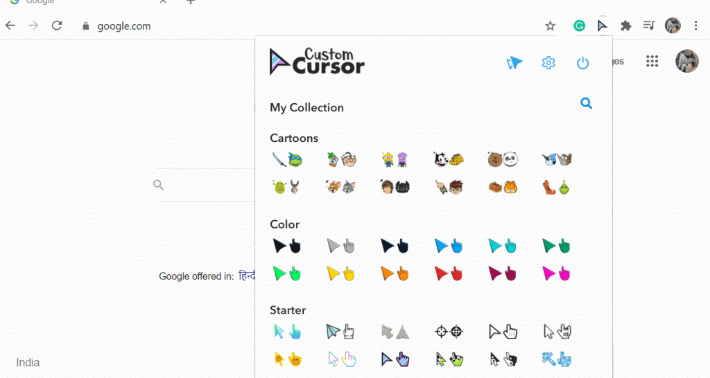 Get custom cursor on Chrome 