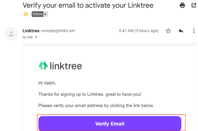 Email Verification for Linktree