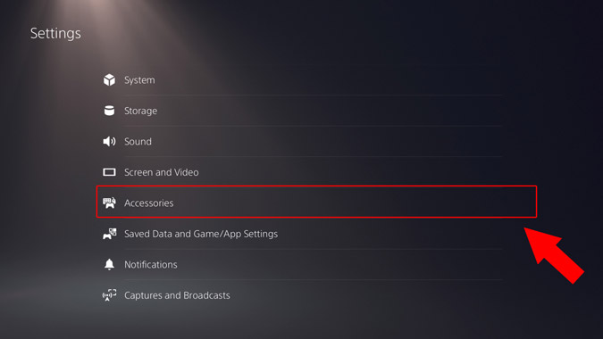 accessories options in ps5 settings