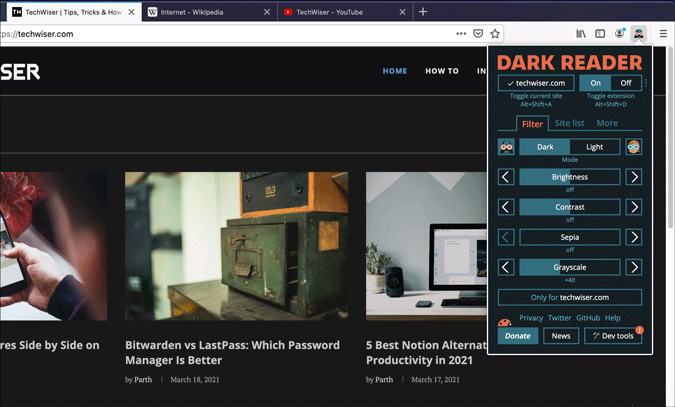 dark reader best dark mode extension for firefox