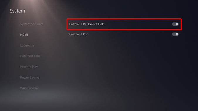 disable hdmi device link in ps5