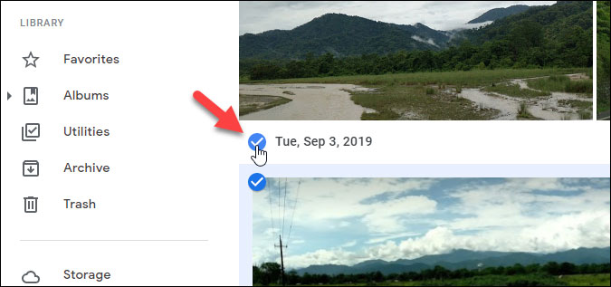 choose images from particular date in google photos