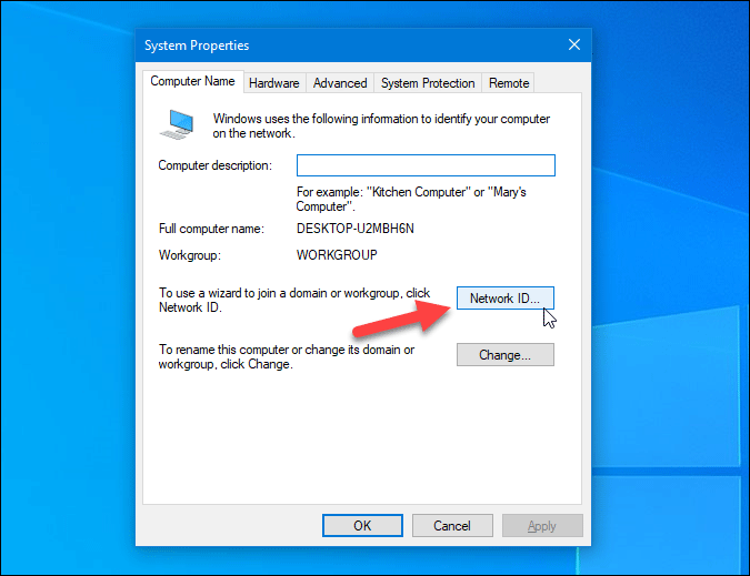 open network id settings on windows 10