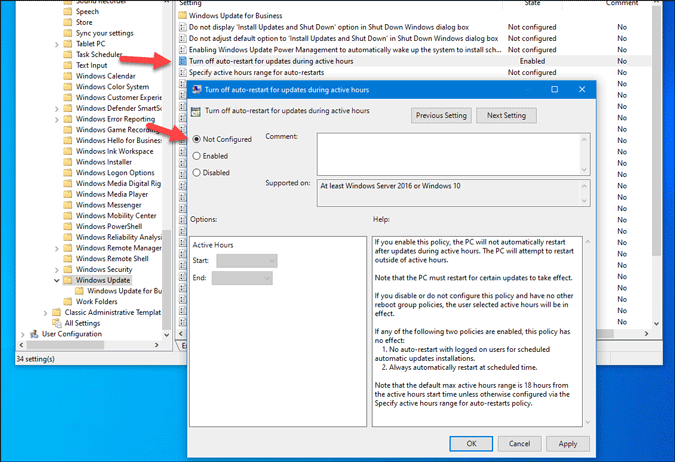 set group policy setting as not configured