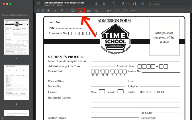 add text to a PDF and resize it