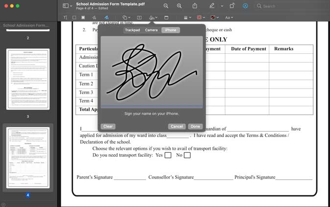 use iPhone to capture a digital signature with Markup