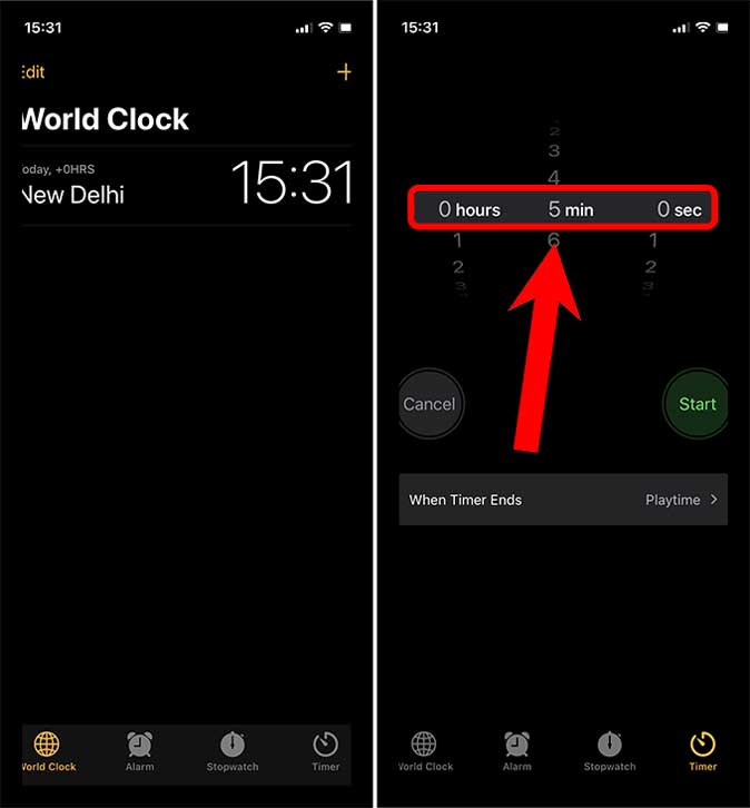 Set a Timer in the Clock app