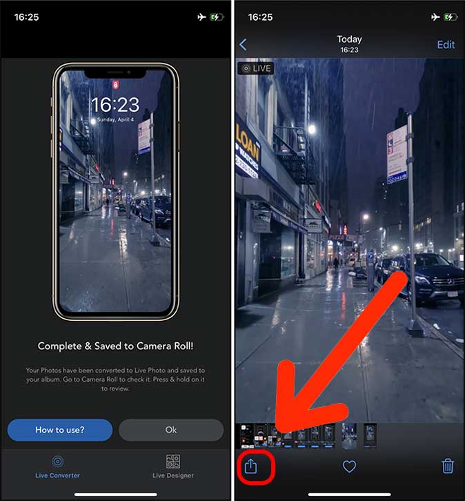 tap the share button in Photos app