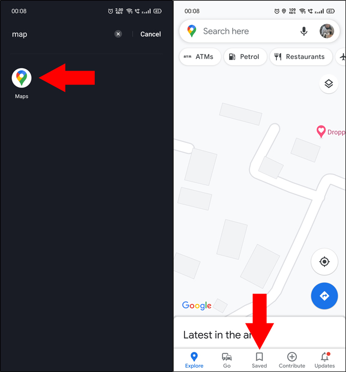 Open Saved location in Google Maps