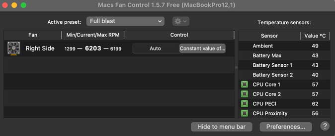 macs fan control app- adjust the mac fan speed manually
