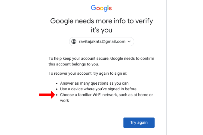 Choosing familiar Wifi networking to log into Google Account