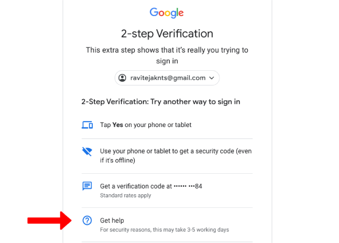 Getting help from Google to login. 