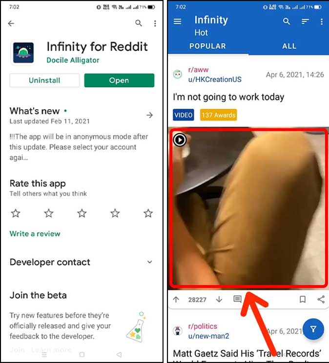 install infinity for reddit on android