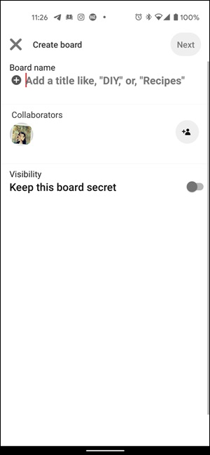 Add Board Name in pinterest on Mobile