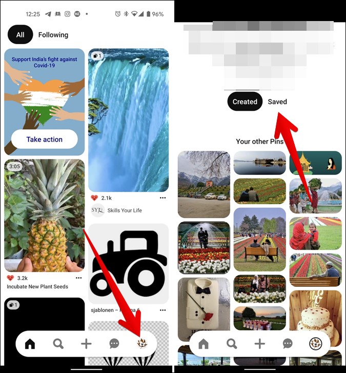 Open Saved Pinterest Boards Mobile