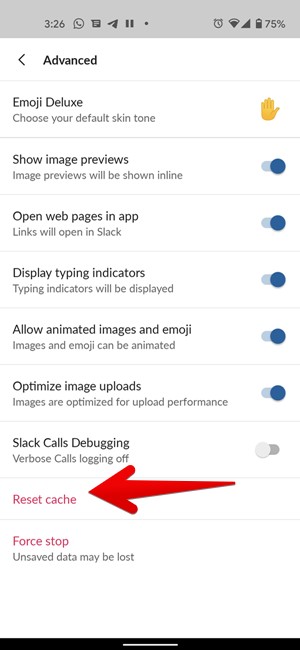 Reset Slack app cache