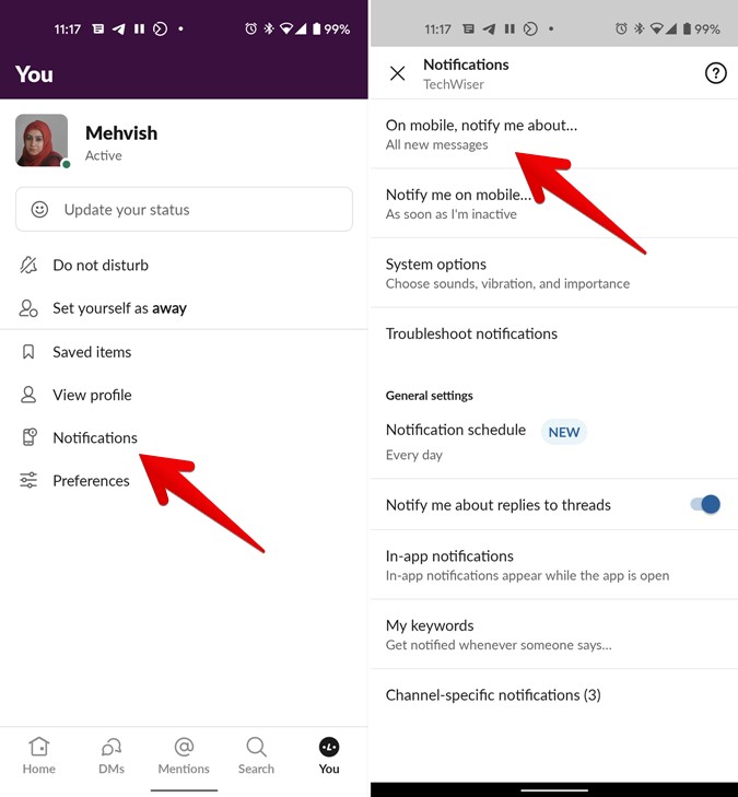 Allow all Slack notifications on mobile 
