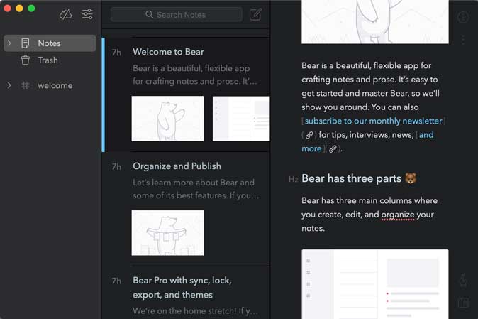 bear- note-taking app with markdown editor
