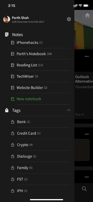evernote notes organized