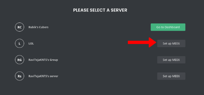 Seting up Mee 6 on desired server