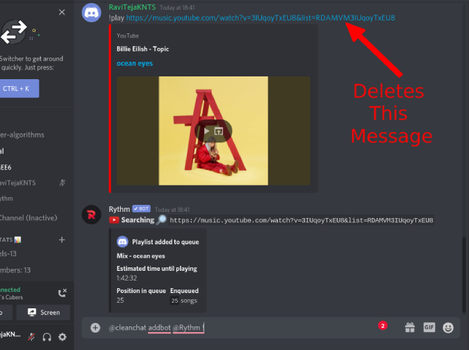 Command discord chat clear Discord Mee6
