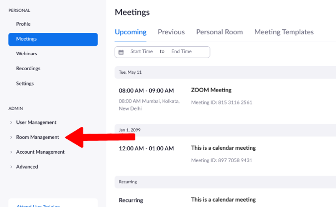 Room Management in Zoom 