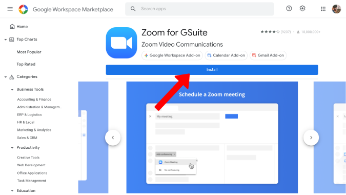Install Zoom for Gsuite add-on