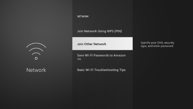 join other network on Fire TV Stick