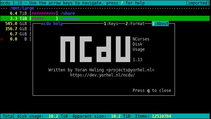 NCDU- command line interface for the nerds