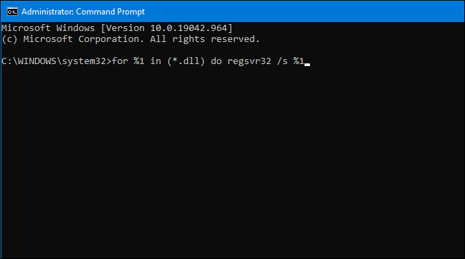 re register all dll files using command prompt