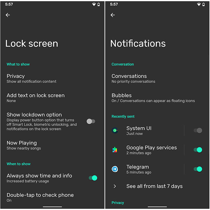 new settings menu in android 12