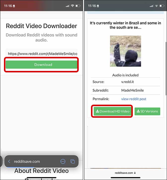 download the reddit video