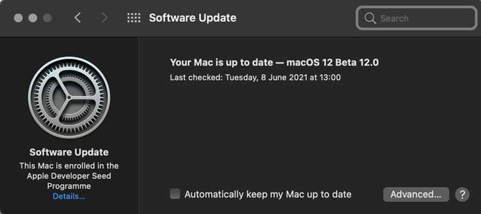 macOS 12 beta updated on mac