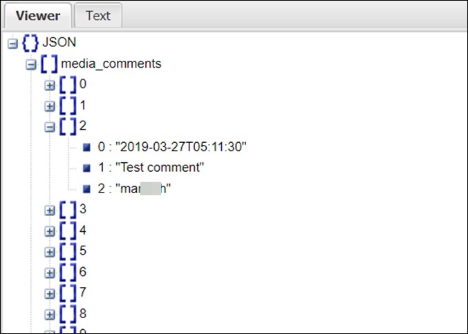 Convert Instagram comments file in JSON to text