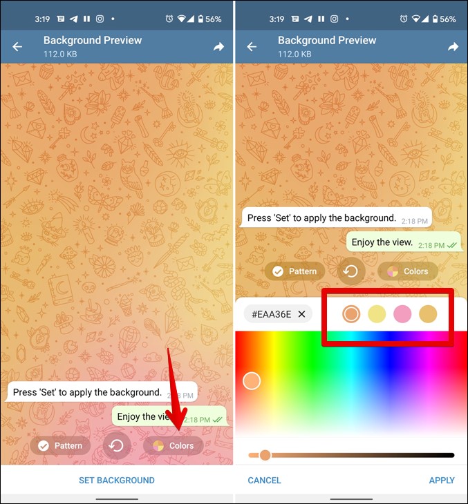 Telegram Change Background Pattern and Color