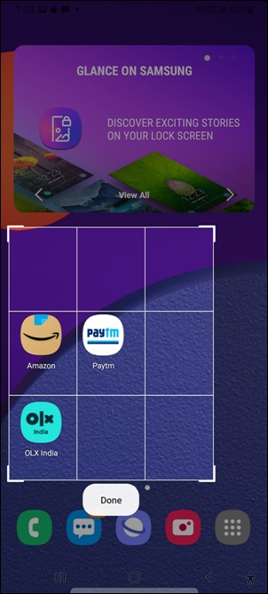 Samsung Screenshot selection box