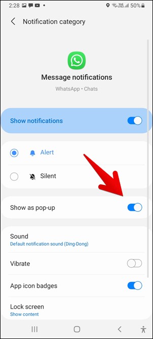 Samsung Disable Popup notifications