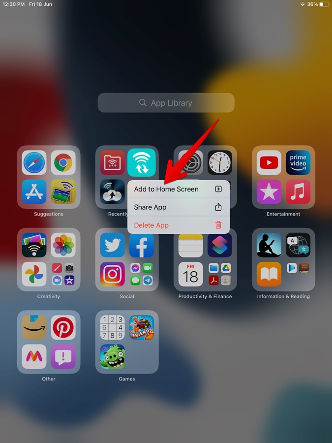 iPad Add Apps to Home Screen From App Library