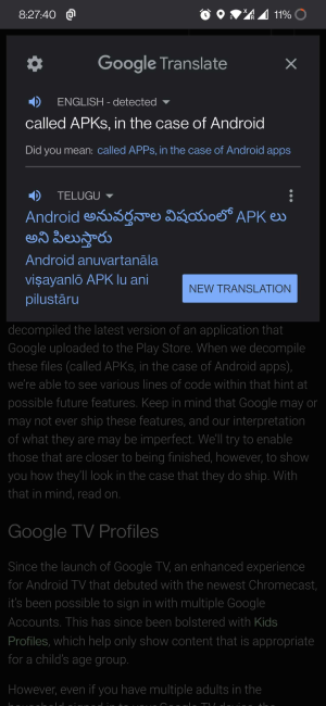 Google Translate Chrome extension on Android