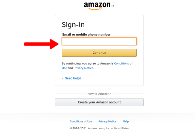 Logging in to Amazon