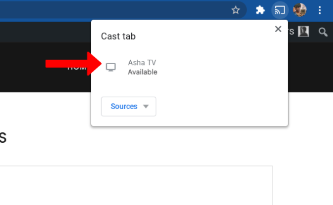 Casting tab with Chrome browser