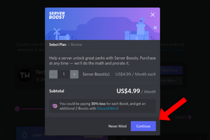 Buying Server Boost for Discord 