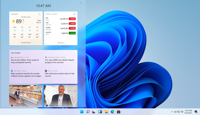 Widgets for the new windows