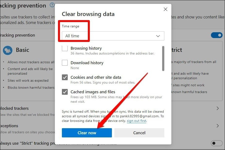 Clear Browsing Data on Edge